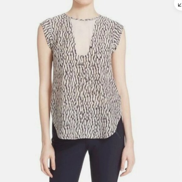Rebecca Taylor Mirage Cap Sleeve Silk Shell Blouse Top Women's Size 12 - Picture 1 of 7